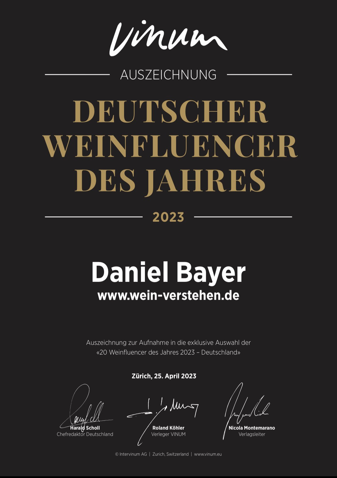 VINUM Deutscher Weinfluencer des Jahres 2023